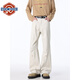 NEW OR MODE美式復古水洗棉斜切牛仔褲男夏季寬松彩色刺繡扣眼直筒微喇工裝褲 米白色 【高品質(zhì)】 XL 身高175-180cm體重140-155斤