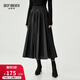 深呼吸DEEP BREATH女裝松緊腰肌理百褶大擺半身傘裙A200281 黑 L (4)