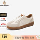 暇步士（Hush Puppies）德訓鞋女春夏運動(dòng)真皮休閑鞋百搭時(shí)尚薄底板鞋 白砂灰 38