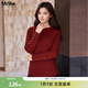 MsShe【半高領(lǐng)釘扣毛衣】大碼女裝2025新款冬裝胖mm顯瘦修身上衣 安可拉紅色現貨 5XL
