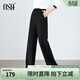 歐莎（OSA）顯瘦黑色窄版休閑褲女士直筒闊腿長(cháng)褲2026年春季新款通勤褲子百搭 黑色 L