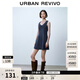 UR夏季新款女裝復古學(xué)院風(fēng)休閑無(wú)袖牛仔連衣裙UYY850163 靛藍 S