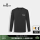 比音勒芬【干爽面料】春秋款男士時(shí)尚休閑簡(jiǎn)約字母印花舒適長(cháng)袖圓領(lǐng)T恤男 07黑色 XL （110）