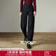 初語(yǔ)牛仔褲女2025冬季新款原色不易褪色抓絨保暖顯瘦廓形香蕉褲 牛仔原色 29