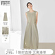 對白小白裙 法式氣質(zhì)鏤空無(wú)袖背心連衣裙女2026夏季新款收腰長(cháng)裙 卡其綠 S