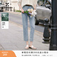 香影復古丹寧風(fēng)直筒牛仔褲女2026夏季新款水洗高腰窄版九分煙管褲 牛仔藍 M 160/64A/95-110斤