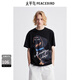 太平鳥(niǎo)男裝 休閑T恤夏季印花短袖體恤寬松黑色卡通美式上衣潮 黑色1（寬松） S