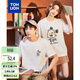 唐獅（TonLion）情侶裝短袖t恤男夏季新款可愛(ài)小狗涂鴉印花寬松女T恤打底