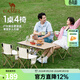 CAMELCROWN戶(hù)外折疊桌便攜式露營(yíng)桌椅套裝碳鋼野餐桌子蛋卷桌夜市擺攤 升級版桌椅5件套 贈收納袋 3654B鵝黃/米白