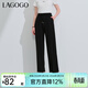LAGOGO【瞬間涼感】透氣直筒褲女長(cháng)褲子拉谷谷夏季新款運動(dòng)休閑褲 黑色(W1) L