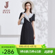 經(jīng)典故事（JANE STORY）法式荷葉邊波點(diǎn)連衣裙女夏季2026新款氣質(zhì)V領(lǐng)黑色雪紡裙收腰長(cháng)裙 黑白波點(diǎn) S