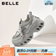 百麗（Belle）復古亮片老爹鞋女2026春新鏤空厚底串珠運動(dòng)休閑鞋F1J1DAM6 灰色 37 (235mm)