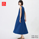優(yōu)衣庫加長(cháng)款女裝AIRism高彈力無(wú)袖連衣裙/裙子26春夏新款482982 68 深藍色 2XL