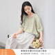 香影中袖襯衫女圓領(lǐng)2026夏裝新款慵懶泡泡袖氣質(zhì)淑女寬松藍色上衣 淺綠 M 160/84A/95-110斤