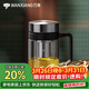 萬(wàn)象（WANXIANG）單層玻璃杯500ML鈦銀色U219商務(wù)帶茶漏水杯便攜居家手柄泡茶杯
