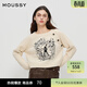 moussy春季新品暗黑哥特圖案短款針織衫毛衣女028IAZ70-1019 013象牙色 均碼
