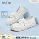 百思圖秋商場(chǎng)新款牛皮厚底薄款透氣小白鞋女運動(dòng)休閑鞋BJ208CA5 白色 38