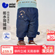迷你巴拉[迷你真心絨]男女童寶寶拒水羽絨褲2025冬季保暖萌趣褲子 牛仔深藍88301 100