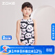 洲克（ZOKE）兒童連體三角卡通印花訓練女童游泳衣122625826 黑白粉小熊花165