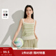 茵曼（INMAN）條紋方領(lǐng)針織吊帶小背心2026夏季女裝新款短款修身百搭上衣 白綠條紋 M