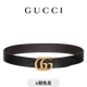 GUCCI古馳飾雙G搭扣雙面牛皮革腰帶3.7厘米寬[禮物] 黑色 105cm