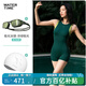 WATERTIME泳衣女士新款游泳館專(zhuān)用連體溫泉度假微胖競速平角游泳衣 蕪汀綠【女神三件套】泳衣+泳鏡+泳帽 S (150-159)建議40-52kg