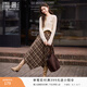 香影美拉德咖色格紋半身裙女2026春裝新款獨特別致不規則高腰裙子 咖色 L 165/68A/110-125斤