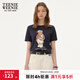 Teenie Weenie短袖T恤女夏裝印花圓領(lǐng)簡(jiǎn)約T恤上衣女 藏青色 S (160)