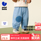 迷你巴拉【仿牛仔】男童女童褲子寶寶柔軟透氣寬松直筒褲長(cháng)褲春新款 牛仔淺藍88101 100