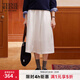 Teenie Weenie小熊女裝秋季簡(jiǎn)約氣質(zhì)白色中長(cháng)款大擺半身裙子 象牙白 M