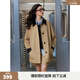 ELLE【咖啡糖】撞色拼接廓形風(fēng)衣外套女2026春新款高級感獨特上衣 卡其 L