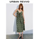 UR2026夏季新款女裝休閑刺繡肌理感系帶V領(lǐng)連衣裙UWH760046 橄欖綠 S