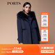PORTS寶姿秋冬新品女裝中長(cháng)款連帽毛領(lǐng)羽絨服SM9U017NZP012 丈青 S