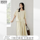 對白【100棉套裝】法式寬松條紋襯衫半身裙兩件套女2026夏季新款 淺米黃 XL