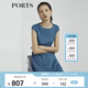 PORTS寶姿商場(chǎng)同款新品女裝氣質(zhì)純色修身短袖連衣裙LL8N021RWE005 灰燼藍 L (8)