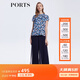 PORTS寶姿女裝夏季休閑印花回折疊片上衣LM8B070MPS166 霧霾藍印花 M (6)