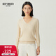 深呼吸DEEP BREATH女裝V領(lǐng)三醋酸八分水滴袖針織衫上衣A301493 燕麥 L (4)