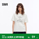 森馬（Semir）短袖T恤女夏季字母印花寬松套頭衫花邊氣質(zhì)時(shí)尚潮流個(gè)性上衣 本白10101 M