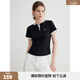 ELLE法式撞色拼接設計感短袖女2026春季新款通勤休閑顯瘦內搭t恤 黑色 L