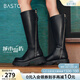 百思圖（BASTO）【孟子義同款】百思圖城市島嶼冬新款加絨騎士靴女長(cháng)靴A6115DG4 黑色 A6115DG4 35
