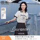 香影短袖t恤女2026夏季新款字母印花正肩學(xué)院黑白撞色POLO衫上衣 米白 T恤 M