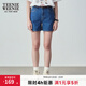 Teenie Weenie小熊女裝夏季簡(jiǎn)約時(shí)尚牛仔短褲時(shí)尚高腰褲子女韓版 深藍色 M (165)
