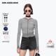 ANN ANDELMAN官方直營(yíng)早秋穿搭灰色開(kāi)衫針織上衣條紋連帽針織衫外搭毛衣 灰色 M
