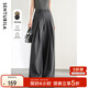 尚都比拉秋裝新款闊腿褲女颯美利落氣質(zhì)通勤OL帥氣御姐風(fēng)顯瘦褲子 碳灰色 M