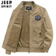 JEEP SPIRIT飛行員夾克男春秋季薄款棒球服寬松潮流大碼青年立領(lǐng)外套 卡其色 3XL