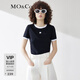 MO&Co.短袖T恤春夏撞色鑲邊圓領(lǐng)短款正肩美式風(fēng)格舒適棉感摩安珂 黑色 S 160