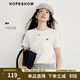 紅袖（hopeshow）正肩短袖T恤2026春季新款女裝撞色木馬刺繡顯瘦百搭圓領(lǐng)小上衣 本白001 M