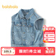 巴拉巴拉童裝兒童馬甲男童春秋裝純棉牛仔外套字母印花上衣時(shí)尚潮 牛仔中藍88201 105