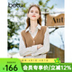 百圖betu女裝秋季新款襯衫假兩件氣質(zhì)襯衫拼接針織衫女2308T28 焦糖色 L