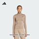 adidas速干半高領(lǐng)緊身簡(jiǎn)約運動(dòng)健身夾克外套女裝秋季阿迪達斯官方   粉棕色   M